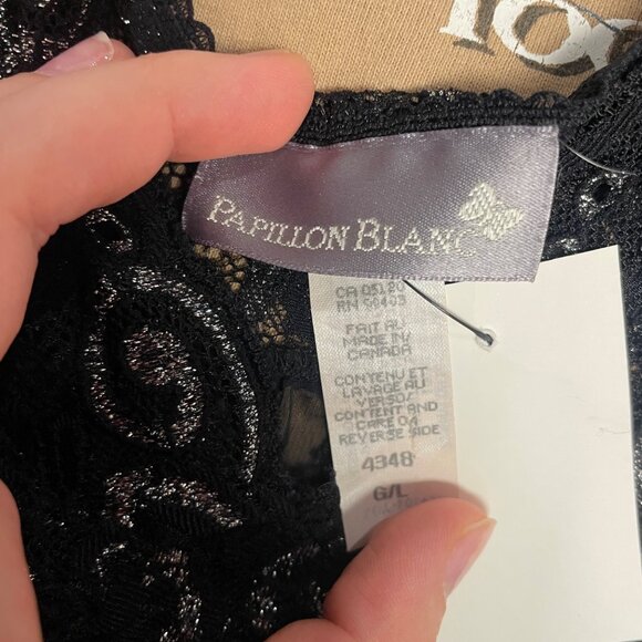 L - Vintage Papillon Blanc Glittered Top - Picture 4 of 4